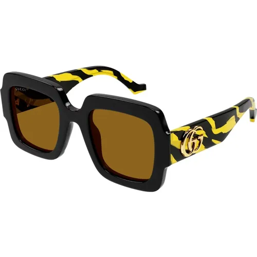 Schwarze Sonnenbrille, stilvoll und vielseitig , Damen, Größe: 50 MM - Gucci - Modalova