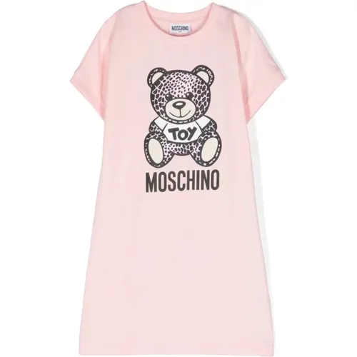 Animalier Teddy Bear Logo Print Kleid - Moschino - Modalova