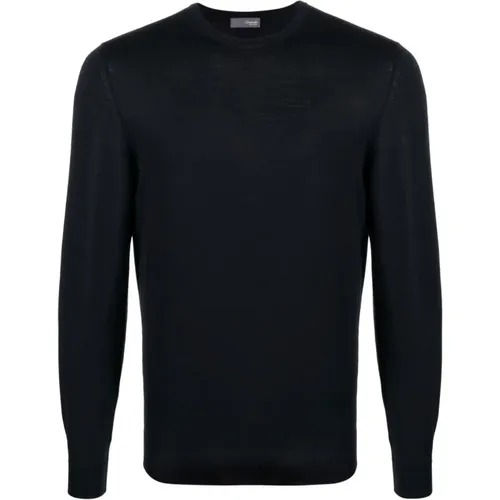 Navy Crew-Neck Sweater for Men , male, Sizes: 3XL, 4XL, S, 2XL, XL, L, M, 5XL - Drumohr - Modalova