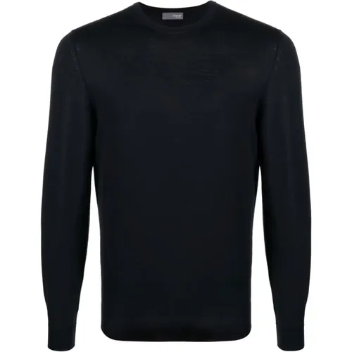 Navy Crew-Neck Sweater for Men , male, Sizes: 3XL, 4XL, S, XL, L, M, 5XL - Drumohr - Modalova