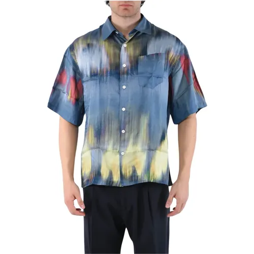 Patterned Viscose Shirt Front Button , male, Sizes: XL, L, M, S - Costumein - Modalova