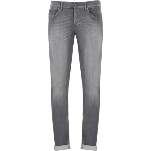 Grey Cotton Jeans with Belt Loops , male, Sizes: W35, W34, W36, W32, W30, W31, W33 - Dondup - Modalova