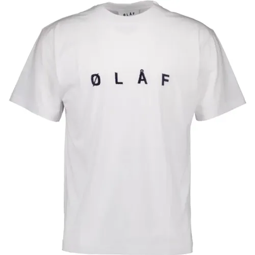 Stickerei Tee T-Shirt Weiß , Herren, Größe: L - Olaf Hussein - Modalova