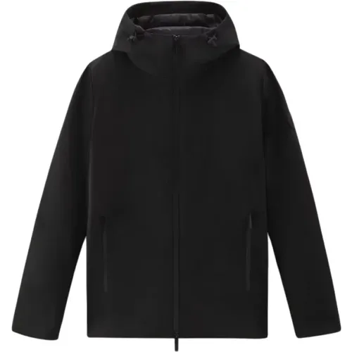 Tech Softshell Coat with Adjustable Hood , male, Sizes: M, L, 2XL - Woolrich - Modalova