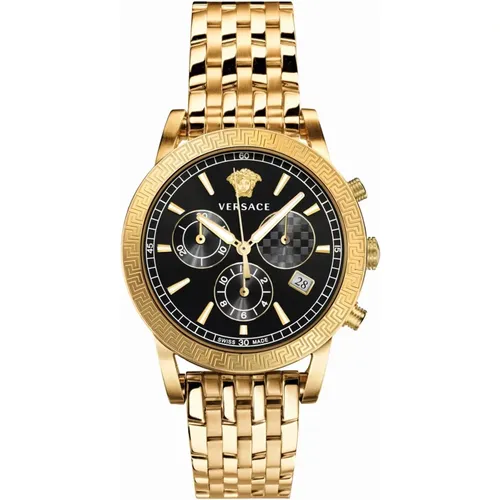 Sport Tech Chronograph Uhr Schwarz/Gold - Versace - Modalova