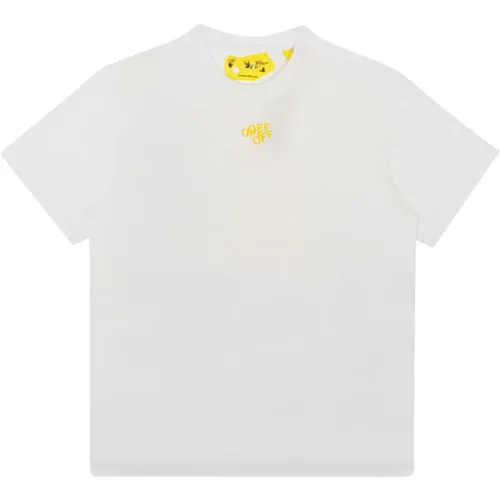 Kinder Weiß Gelb Logo Print T-Shirt Off - Off White - Modalova