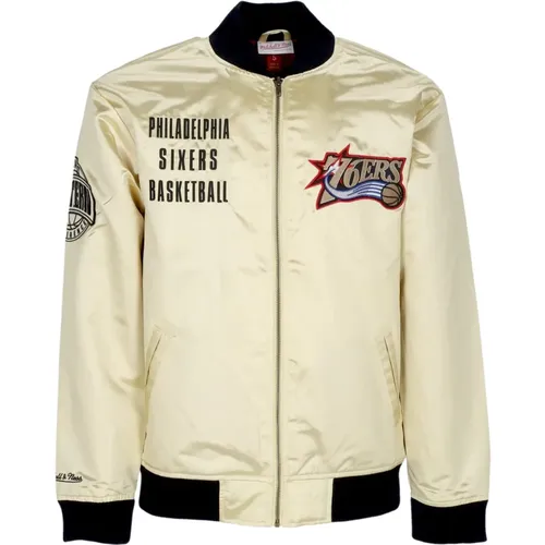 NBA Team Lightweight Satin Bomber Jacket , male, Sizes: XL, S, L, M - Mitchell & Ness - Modalova