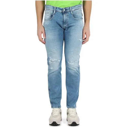 Biopack: Slim-fit Jeans mit fünf Taschen und Vintage-Effekt , Herren, Größe: W32 L32 - Replay - Modalova