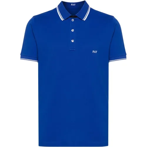 Blaue T-Shirts und Polos , Herren, Größe: 2XL - Fay - Modalova