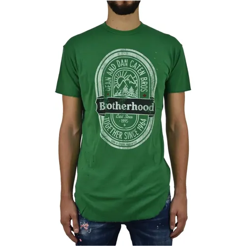 Grünes Herren Print T-Shirt, Stil Mod.S71GD0593S22620639 , Herren, Größe: S - Dsquared2 - Modalova