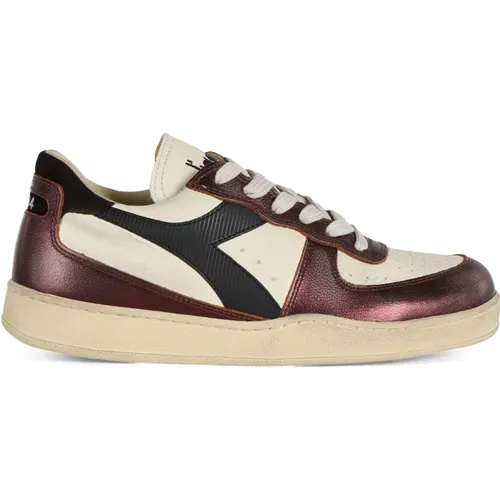 Niedrige Metallic Sneakers aus Leder - Diadora - Modalova