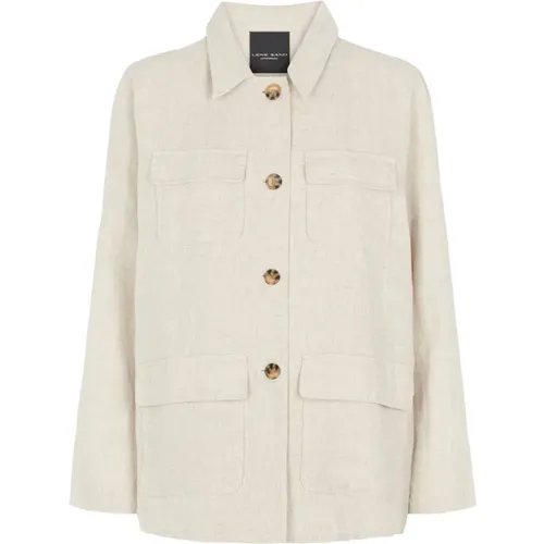 Linen Overshirt Button-Up , female, Sizes: S, M - Sand - Modalova
