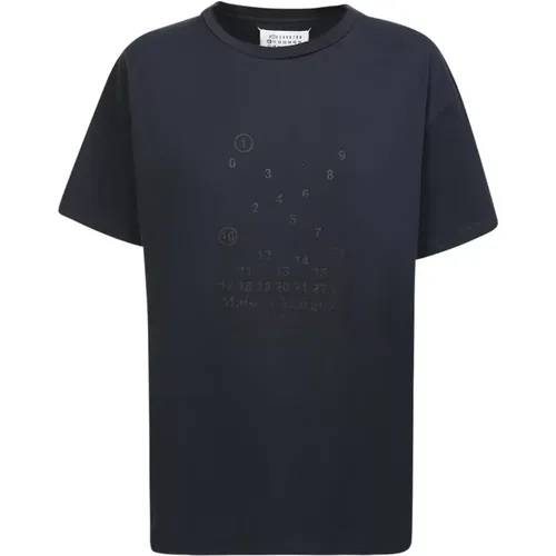 Kultiges Schwarzes Baumwoll-T-Shirt mit Four Stitches Logo , Damen, Größe: XS - Maison Margiela - Modalova