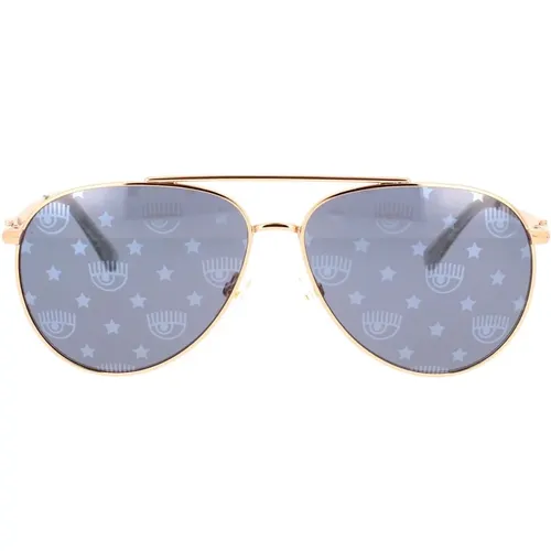 Chic Aviator Sunglasses with Eyelike Logo and Star Details , female, Sizes: 59 MM - Chiara Ferragni Collection - Modalova