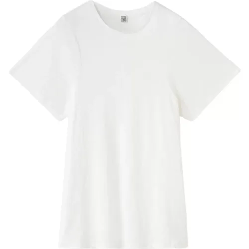 Gebogener Weißer Leinen T-Shirt - TotêMe - Modalova