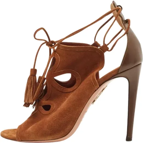 Pre-owned Leather sandals , female, Sizes: 5 1/2 UK - Aquazzura Pre-owned - Modalova