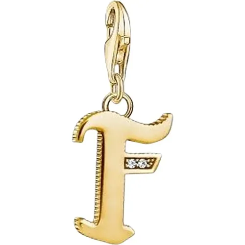 Charm-Anhänger Buchstabe F 925 Sterling silber 750 Gelbgold Vergoldung 1612-414-39 , unisex, Größe: ONE Size - Thomas Sabo - Modalova