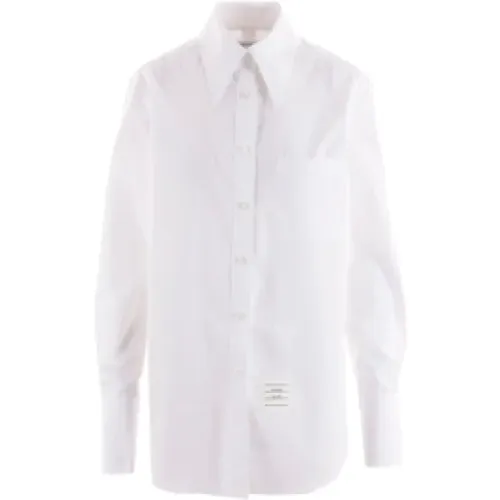 Oversize Cotton Poplin Shirt with Logo Patch , female, Sizes: S - Thom Browne - Modalova