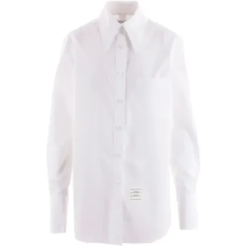 Oversize Cotton Poplin Shirt with Logo Patch , female, Sizes: S, XS - Thom Browne - Modalova