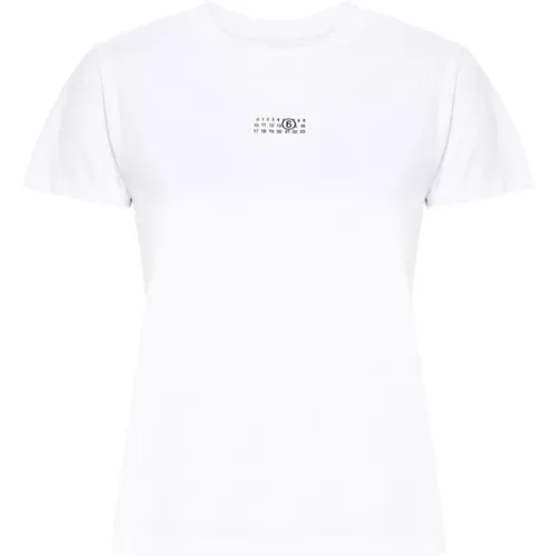 Weißes Baumwoll-Rundhals-T-Shirt - MM6 Maison Margiela - Modalova