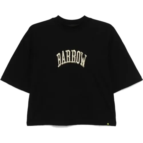 Schwarzes T-Shirt im F4BWWOTH125-Stil , Damen, Größe: S - BARROW - Modalova