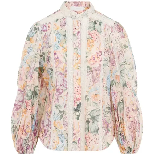 Floral Lace Trim Shirt , female, Sizes: XS, S, M, L - Zimmermann - Modalova