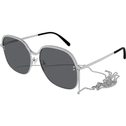 Sonnenbrille Montura plata/brillo, Lente gris , Damen, Größe: 59 MM - Stella Mccartney - Modalova