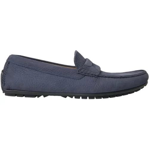 Blaue Leder Slip-On Mokassin Schuhe , Herren, Größe: 41 1/2 EU - Dolce & Gabbana - Modalova