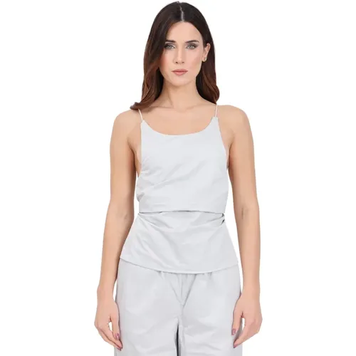 Damen-Top in Lunar Rock Grau mit weißem Logo , Damen, Größe: L - Calvin Klein Jeans - Modalova