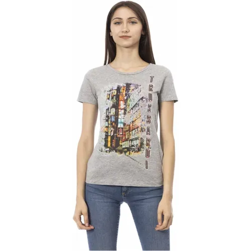 Action T-Shirt Short Sleeve Round Neck Front Print , female, Sizes: S, M, XS, XL - Trussardi - Modalova