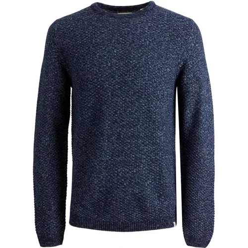 Blaue einfarbige Strickware mit langen Ärmeln , Herren, Größe: XS - jack & jones - Modalova