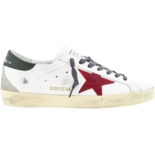 Red Suede SuperStar Sneakers Green Heel , male, Sizes: ONE SIZE - Golden Goose - Modalova