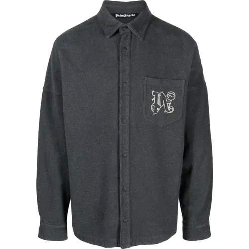 Monogram Overshirt Upgrade Casual Wardrobe , male, Sizes: S, M, L - Palm Angels - Modalova