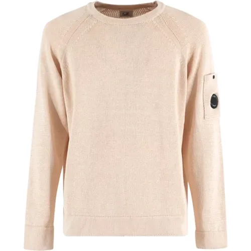 Cream Knit Sweater with Raglan Sleeve , male, Sizes: M - C.P. Company - Modalova