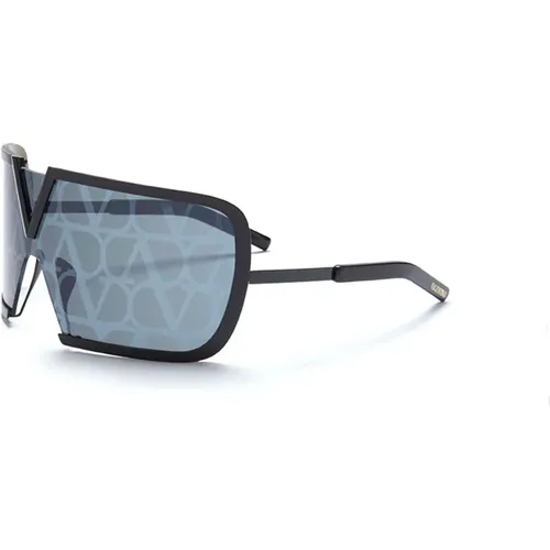 Romask Sunglasses - Iron/Dark Grey Monogram,V-Light Gold Crystal Sunglasses - Valentino - Modalova