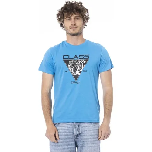 Logo Print Crew Neck T-Shirt , Herren, Größe: L - Cavalli Class - Modalova