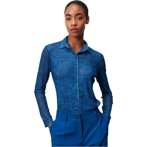 Elegante LS Bluse | Blau , Damen, Größe: 2XS - Jane Lushka - Modalova