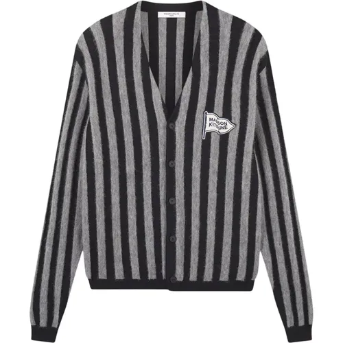 Striped Sweater in Grey and , male, Sizes: M - Maison Kitsuné - Modalova