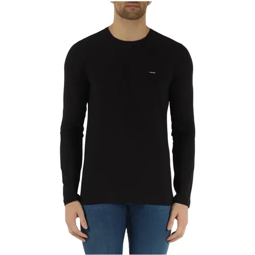 Slim Fit Long Sleeve Stretch Cotton T-Shirt , male, Sizes: M, XL - Calvin Klein - Modalova