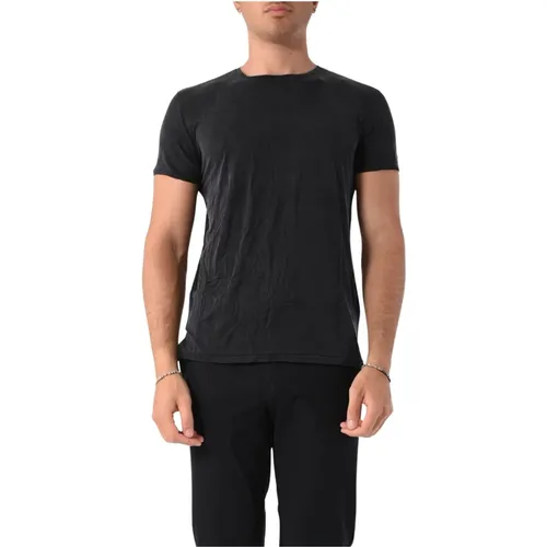 Cupro T-shirt with logo , male, Sizes: M, 2XL, L, XL - RRD - Modalova