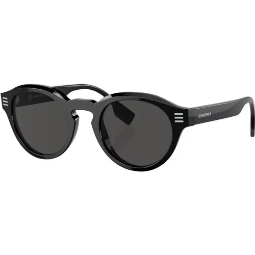 Schwarze/Dunkelgraue Sonnenbrille , Herren, Größe: 50 MM - Burberry - Modalova