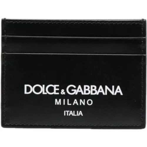 Leather Logo Card Holder , male, Sizes: ONE SIZE - Dolce & Gabbana - Modalova