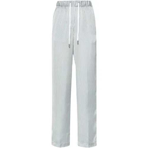 Teal and White Striped Trousers , female, Sizes: M - PESERICO - Modalova