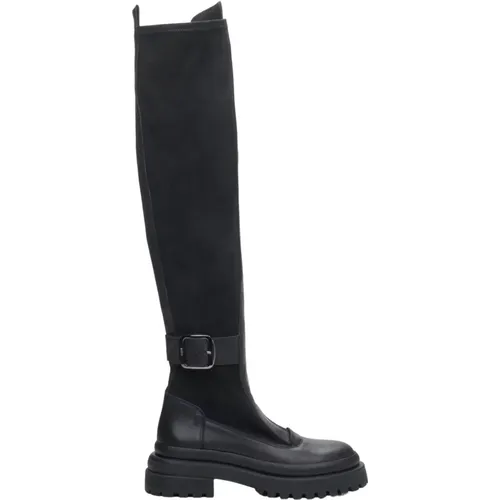 Women`s Velour & Leather Knee-High Boots Er00113889 , female, Sizes: 5 UK - Estro - Modalova