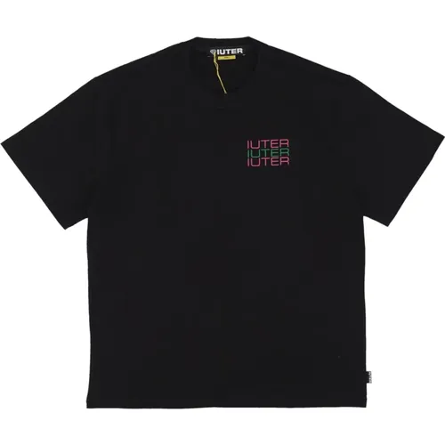 Schwarzes Streetwear T-Shirt mit Schädel Wirbelsäule , Herren, Größe: L - Iuter - Modalova