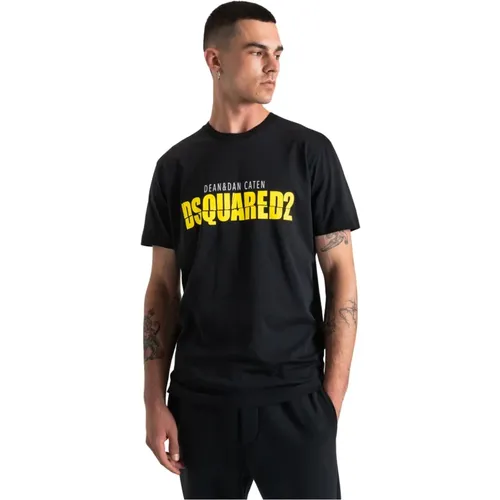 Baumwoll T-Shirt mit Einzigartigem Design , Herren, Größe: M - Dsquared2 - Modalova