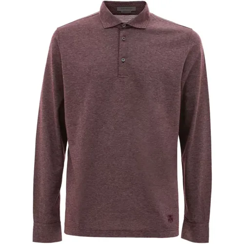 Lilac Cotton Polo Shirt , male, Sizes: L - Corneliani - Modalova