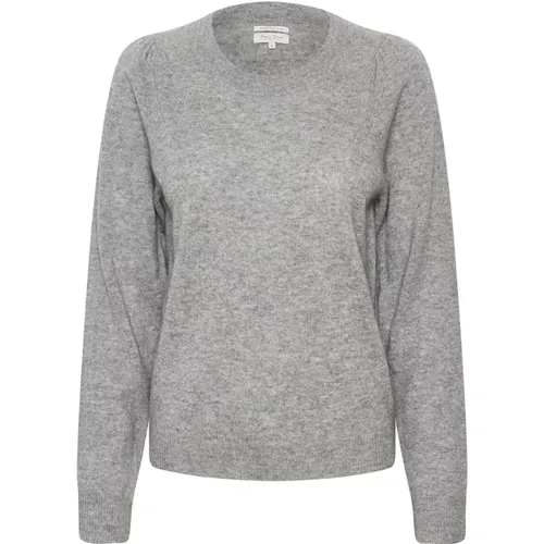 Cashmere Puff Sleeve Sweater - Grey Melange , female, Sizes: S, XL, L, M - Part Two - Modalova