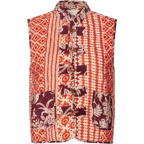 Quilted Vest with Smart Pockets and Beautiful Print , female, Sizes: L, XS, S, XL, 2XL, M - Lollys Laundry - Modalova