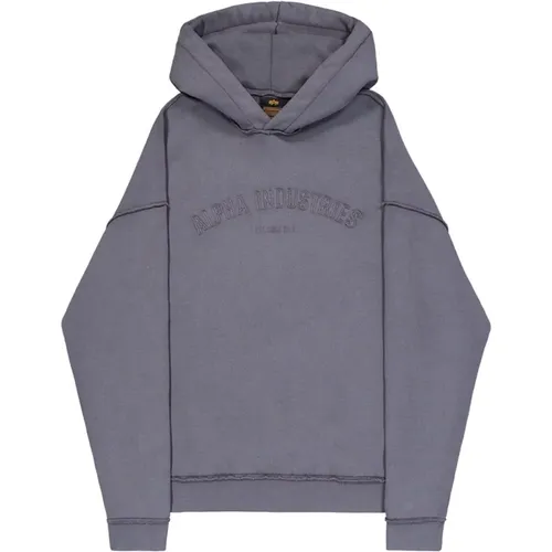 Grauer Open Edges Hoody Baumwolle Männer , Herren, Größe: L - alpha industries - Modalova